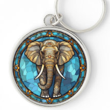 Elephant Blue Mosaic Stained Glass