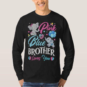 Elephant Blue Pink Brother Loves You Pregnancy Rev T-Shirt
