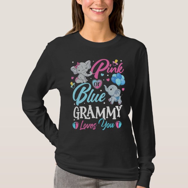 Elephant Blue Pink Grammy Loves You Pregnancy Reve T-Shirt (Front)