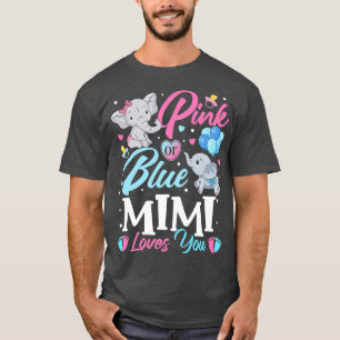 Elephant Blue Pink Mimi Loves You Pregnancy Reveal T-Shirt