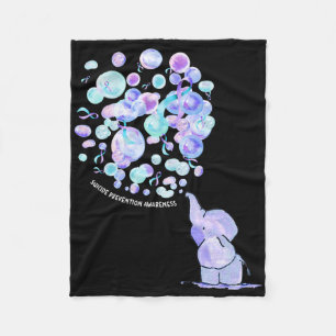 Elephant Blue Purple Balloons Suicide Prevention A Fleece Blanket
