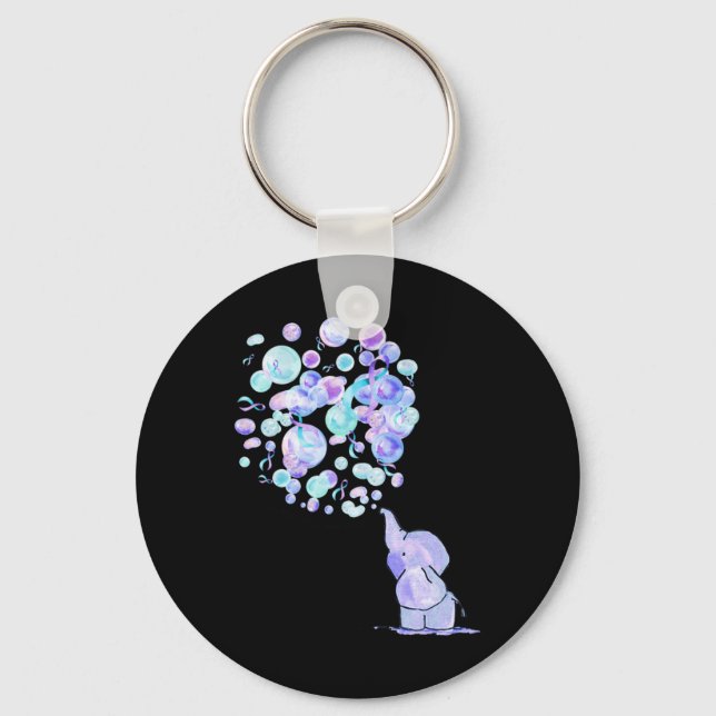 Elephant Blue Purple Balloons Suicide Prevention A Key Ring (Front)