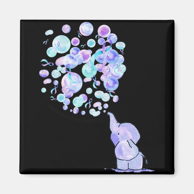 Elephant Blue Purple Balloons Suicide Prevention A Magnet (Front)