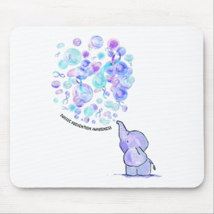 Elephant Blue Purple Balloons Suicide Prevention A Mouse Pad