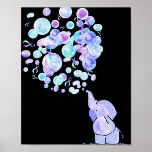 Elephant Blue Purple Balloons Suicide Prevention A Poster