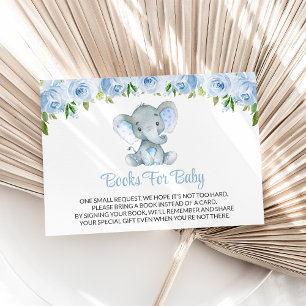 Elephant, Blue Watercolor Flowers, Books For Baby Enclosure Card