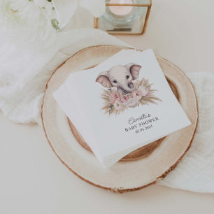 Elephant Boho Girl Baby Shower Napkin