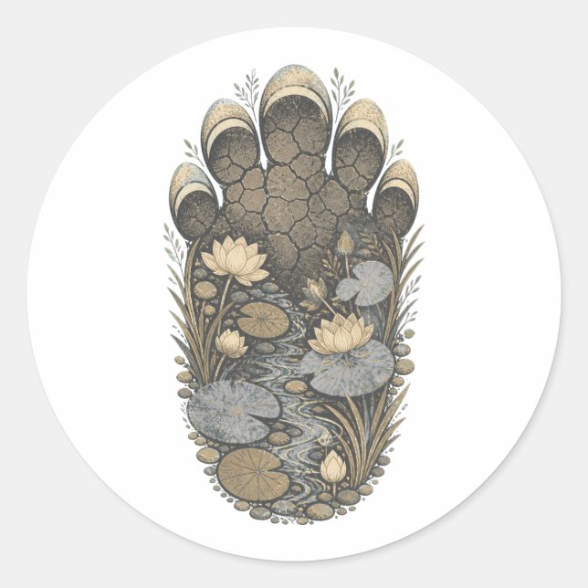 Elephant Botanical Footprint Nature Sticker (Front)
