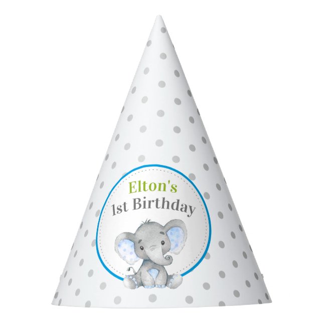 Elephant Boy 1st 2nd First Birthday Little Peanut Party Hat (Front)