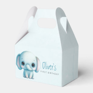 Elephant boy 1st birthday favour box