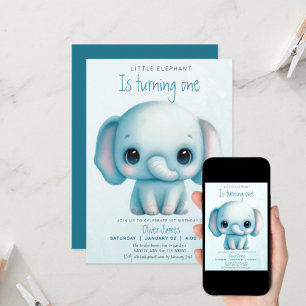 Elephant boy 1st birthday  invitation
