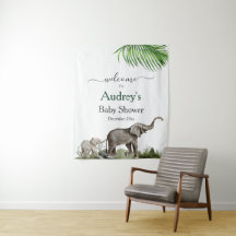 Elephant Boy Baby Shower Backdrop Welcome Sign