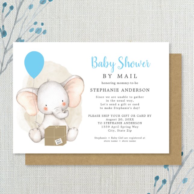 Elephant Boy Baby Shower by Mail Invitation (Creator Uploaded)