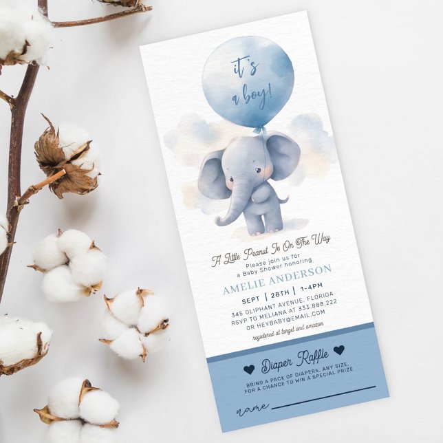 Elephant boy Baby Shower diaper raffle  Invitation (Creator Uploaded)