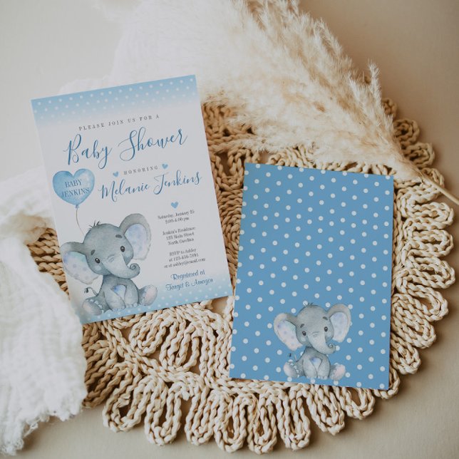 Elephant Boy Baby Shower Invitation (Creator Uploaded)
