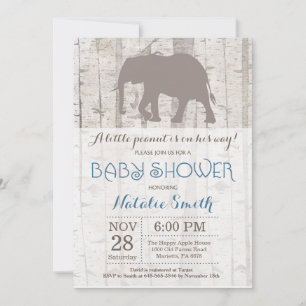Elephant Boy Baby Shower Invitation Rustic