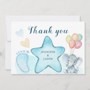 Elephant Boy Baby Shower Thank You cards