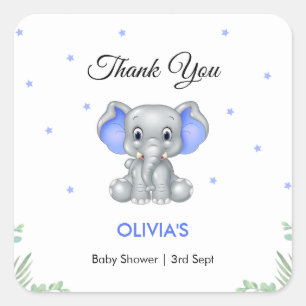 Elephant Boy Baby Shower Thank You  Square Sticker