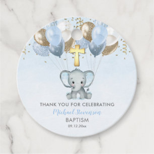 Elephant Boy Balloons Baptism Thank You Gift Tags