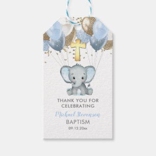 Elephant Boy Balloons Baptism Thank You Gift Tags