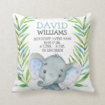 Elephant Boy Birth Stats Jungle Safari Nursery Cushion<br><div class="desc">Elephant Boy Birth Stats Jungle Safari Nursery</div>