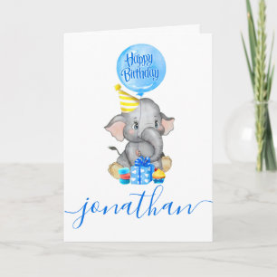 elephant boy birthday card