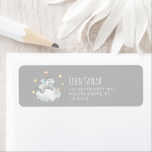 Elephant Boy   Gray Baby Shower Return Address