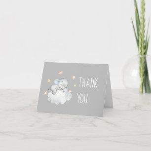 Elephant Boy   Gray Baby Shower Thank You Card