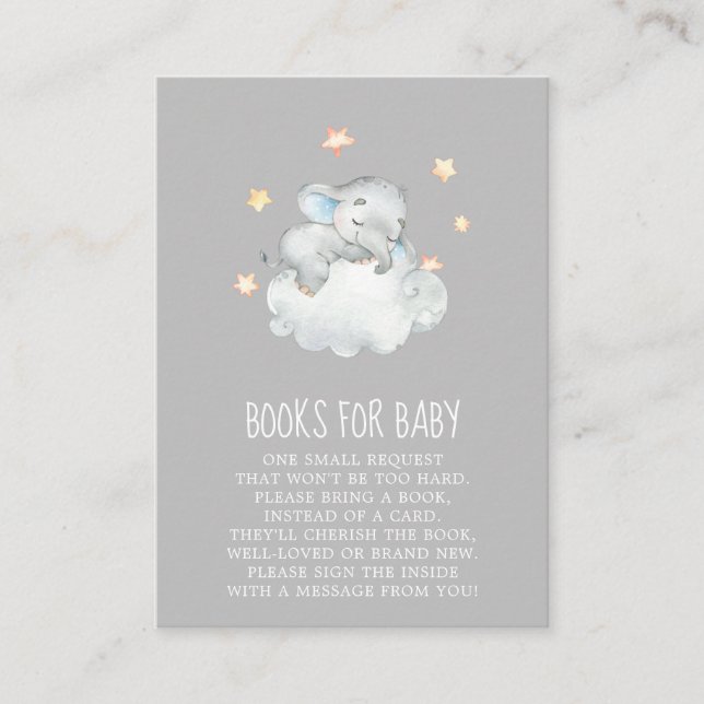 Elephant Boy | Grey Baby Shower Books for Baby Enclosure Card (Front)