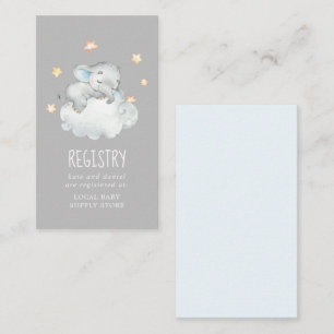 Elephant Boy Grey Baby Shower Gift Registry Enclosure Card