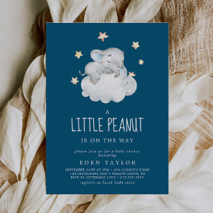 Elephant Boy   Navy Little Peanut Baby Shower Invitation