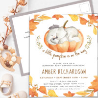 Elephant Boy Surprise Baby Shower Autumn Pumpkin