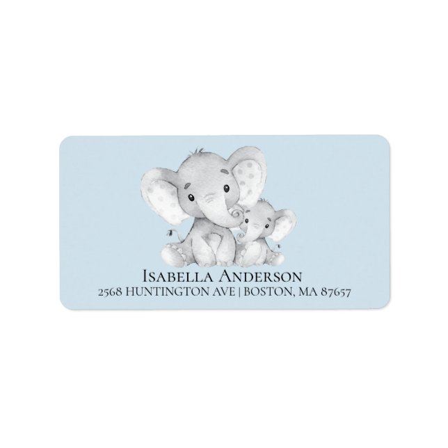 Elephant Boys Baby Shower Address Label (Front)