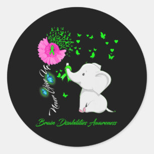 Elephant Brain Disabilities Awareness  Classic Round Sticker