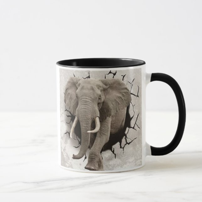 Elephant breaking through wall mug (Right)