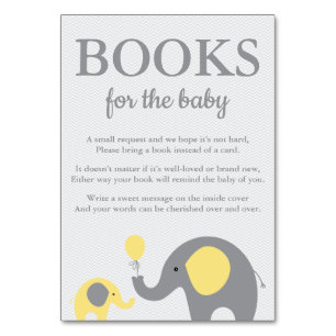 Elephant Bring a Book Cards in Yellow and Grey