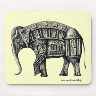 Elephant Building pen ink black and white drawing Mouse Pad