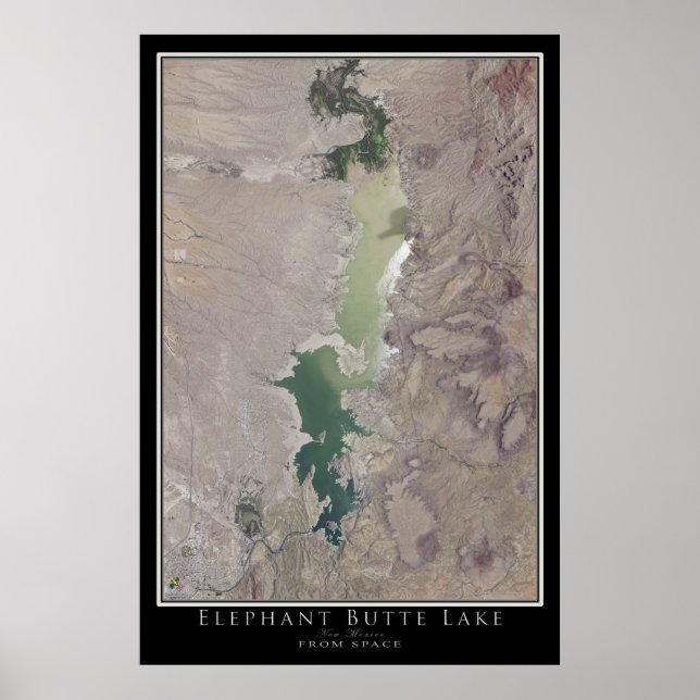 Elephant Butte Lake New Mexico Satellite Map Poster (Front)