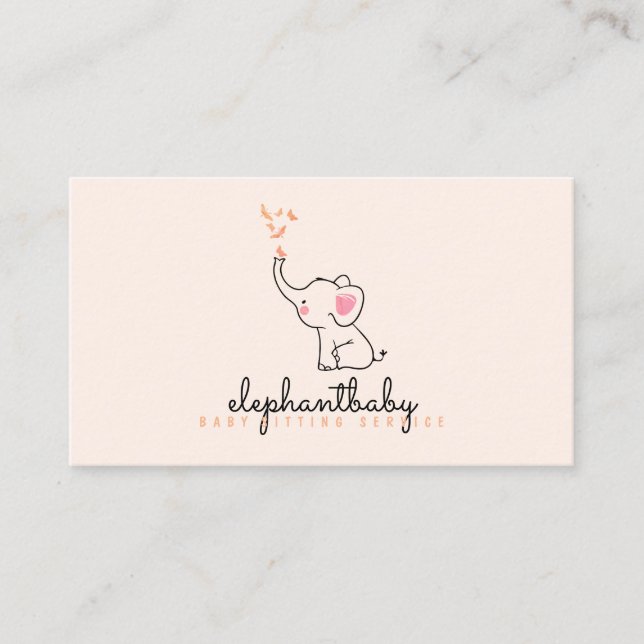 Elephant Butterflies Nose Business Card (Front)
