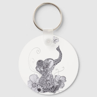 Elephant Butterfly Key Ring