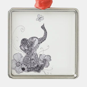 Elephant Butterfly Metal Tree Decoration