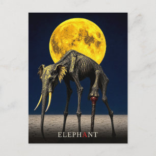 Elephant Cane gothic Surreal Postcard