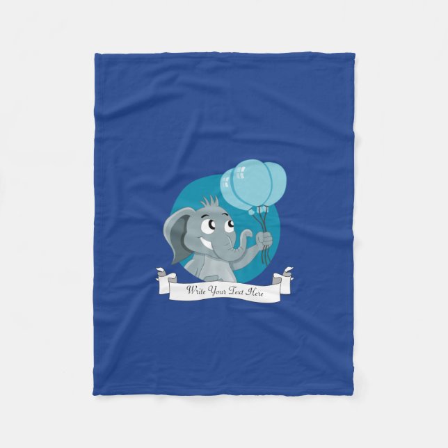 Elephant cartoon fleece blanket (Front)