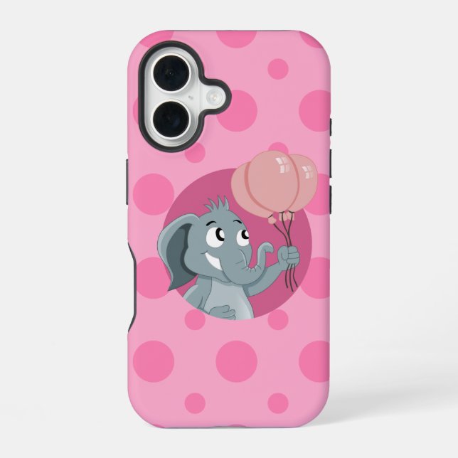 Elephant cartoon iPhone 16 case (Back)