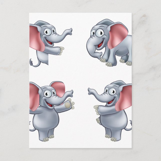 Elephant Cartoon Masoct Postcard (Front)