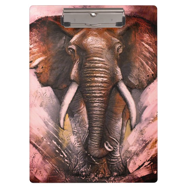 Elephant Charging   Clipboard (Front)