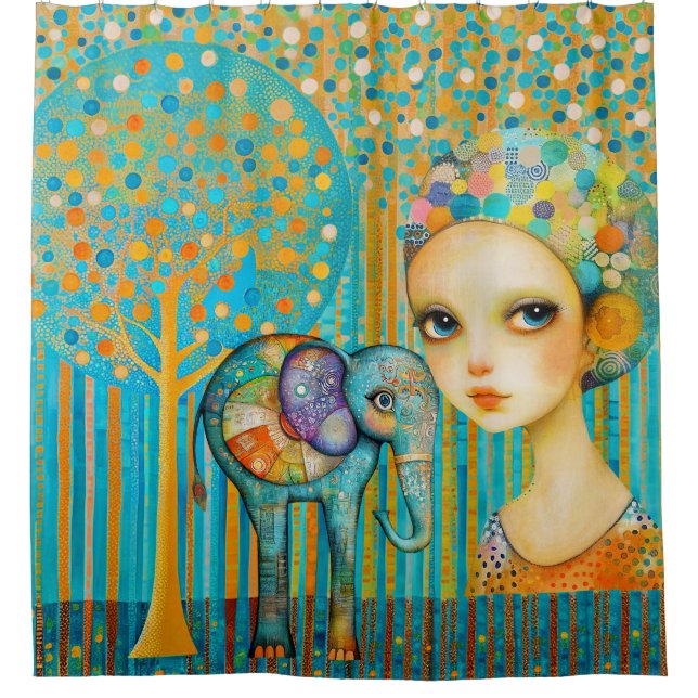 Elephant Charm Shower Curtain (Front)