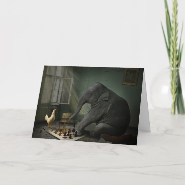 Elephant Chess Greeting Card (Front)