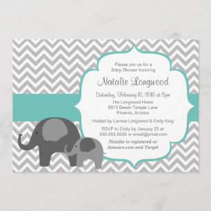 Elephant & Chevron Customisable Colour Baby Shower Invitation