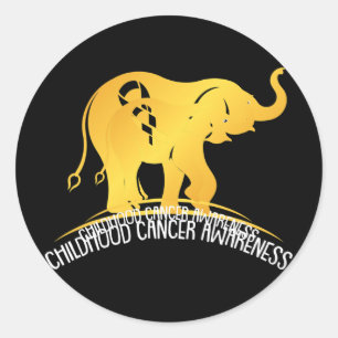 Elephant Childhood Cancer Awareness Ribbon Warrior Classic Round Sticker